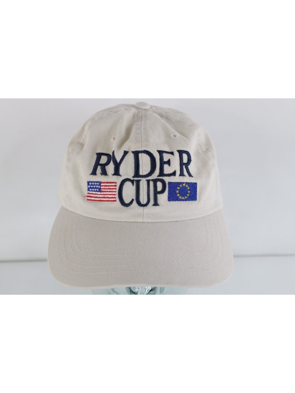 Vintage 90s Spell Out Ryder Cup The Country Club Golf Golfing Hat Cap Beige